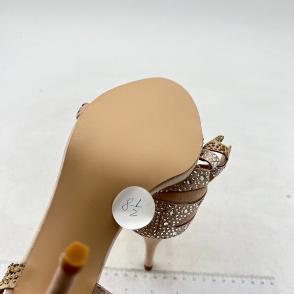 FSJ Champagne Wedding Shoes Rhinestone Stiletto Heels Bridal Sandals - Picture 6 of 8
